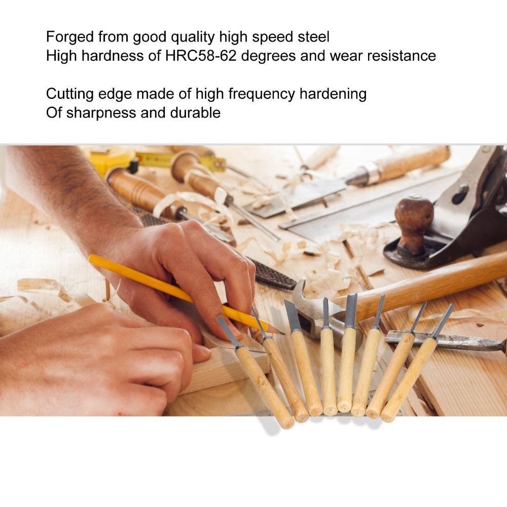 8PCS HSS Steel Wood Turning Ch - Skew Chisel Wood ulasan dan harga